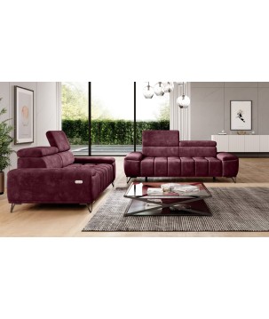 Sofa PALLADIO 3 osobowa z elektrycznym systemem rozkładania siedziska regulowane zagłówki MONOLITH 69 WERSAL