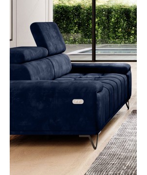 Sofa PALLADIO 3 osobowa z elektrycznym systemem rozkładania siedziska regulowane zagłówki MONOLITH 79 WERSAL
