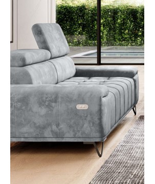Sofa PALLADIO 3 osobowa z elektrycznym systemem rozkładania siedziska regulowane zagłówki MONOLITH 84 WERSAL
