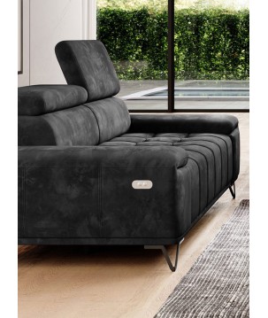 Sofa PALLADIO 3 osobowa z elektrycznym systemem rozkładania siedziska regulowane zagłówki MONOLITH 97 WERSAL