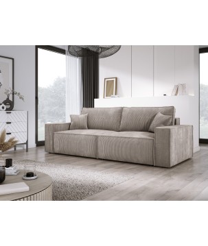 Kanapa KASJO Uniwersalny Sofo-Narożnik z funkcją spania i poduszkami, 2x pojemnik POSO 002 Cappucino DOMOHOME