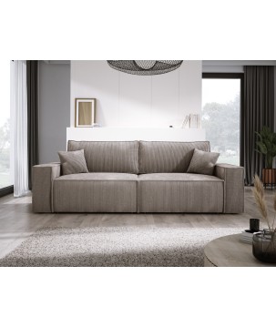 Kanapa KASJO Uniwersalny Sofo-Narożnik z funkcją spania i poduszkami, 2x pojemnik POSO 002 Cappucino DOMOHOME