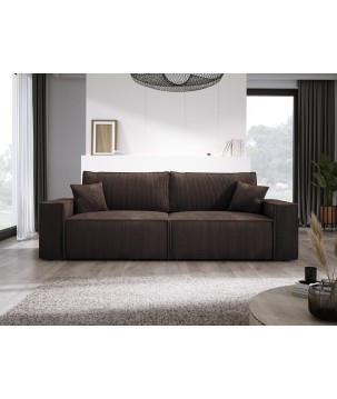 Kanapa KASJO Uniwersalny Sofo-Narożnik z funkcją spania i poduszkami, 2x pojemnik POSO 006 Brązowy DOMOHOME