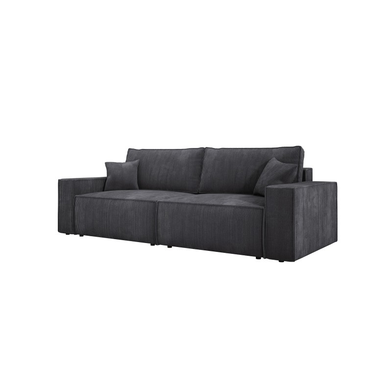 Kanapa KASJO Uniwersalny Sofo-Narożnik z funkcją spania i poduszkami, 2x pojemnik POSO 034 Antracytowy DOMOHOME
