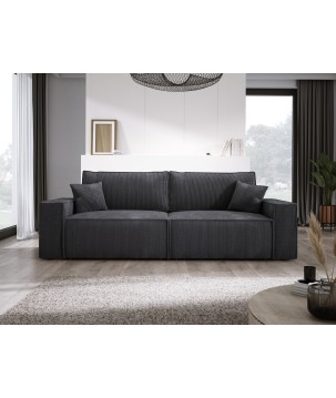 Kanapa KASJO Uniwersalny Sofo-Narożnik z funkcją spania i poduszkami, 2x pojemnik POSO 034 Antracytowy DOMOHOME