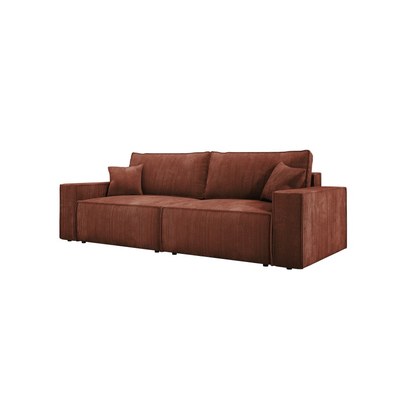 Kanapa KASJO Uniwersalny Sofo-Narożnik z funkcją spania i poduszkami, 2x pojemnik POSO 039 Miedziany DOMOHOME