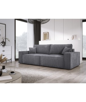 Kanapa KASJO Uniwersalny Sofo-Narożnik z funkcją spania i poduszkami, 2x pojemnik POSO 060 Szary DOMOHOME