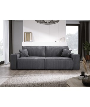 Kanapa KASJO Uniwersalny Sofo-Narożnik z funkcją spania i poduszkami, 2x pojemnik POSO 060 Szary DOMOHOME