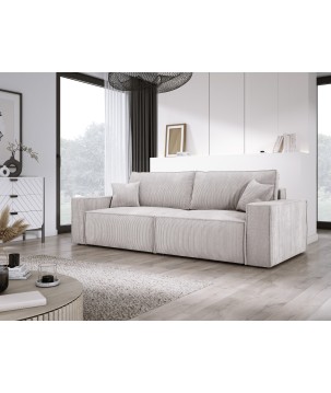 Kanapa KASJO Uniwersalny Sofo-Narożnik z funkcją spania i poduszkami, 2x pojemnik POSO 100 Brudna biel DOMOHOME