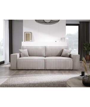 Kanapa KASJO Uniwersalny Sofo-Narożnik z funkcją spania i poduszkami, 2x pojemnik POSO 100 Brudna biel DOMOHOME