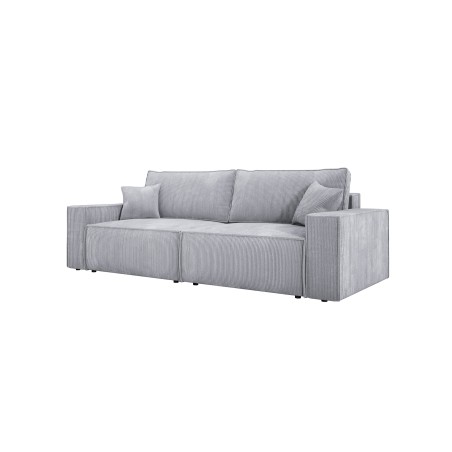 Kanapa KASJO Uniwersalny Sofo-Narożnik z funkcją spania i poduszkami, 2x pojemnik POSO 110 Popielaty DOMOHOME