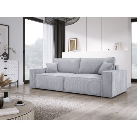 Kanapa KASJO Uniwersalny Sofo-Narożnik z funkcją spania i poduszkami, 2x pojemnik POSO 110 Popielaty DOMOHOME