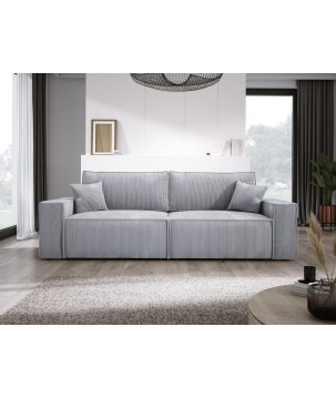 Kanapa KASJO Uniwersalny Sofo-Narożnik z funkcją spania i poduszkami, 2x pojemnik POSO 110 Popielaty DOMOHOME