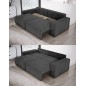Kanapa KASJO Uniwersalny Sofo-Narożnik z funkcją spania i poduszkami, 2x pojemnik POSO 135 Grafitowy DOMOHOME