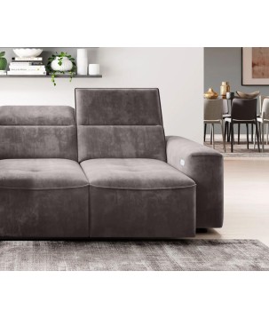 Narożnik COLOMBO Mini Lewostronny z elektryczną funkcją spania pojemnikiem PALLADIUM 05 Brązowy WERSAL