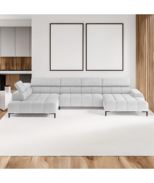 Narożnik PLAZA XL Lewostronny Elektryczna regulacja Tkanina SOLAR 80 WERSAL