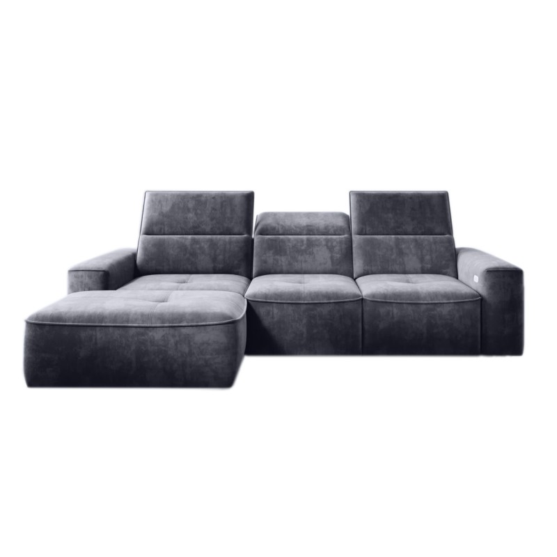 Narożnik COLOMBO Mini Lewostronny z elektryczną funkcją spania pojemnikiem PALLADIUM 16 Ciemny szary WERSAL