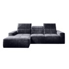 Narożnik COLOMBO Mini Lewostronny z elektryczną funkcją spania pojemnikiem PALLADIUM 19 Antracytowy WERSAL