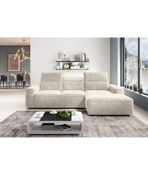 Narożnik COLOMBO Mini Prawostronny z elektryczną funkcją spania pojemnikiem PALLADIUM 02 Beżowy WERSAL