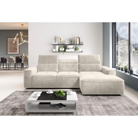 Narożnik COLOMBO Mini Prawostronny z elektryczną funkcją spania pojemnikiem PALLADIUM 02 Beżowy WERSAL