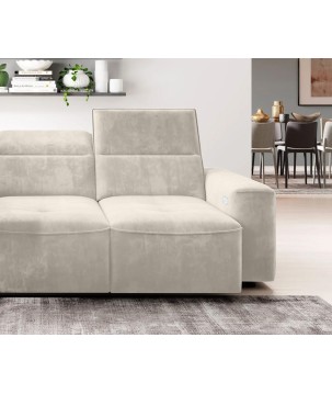 Narożnik COLOMBO Mini Prawostronny z elektryczną funkcją spania pojemnikiem PALLADIUM 02 Beżowy WERSAL