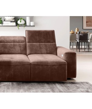 Narożnik COLOMBO Mini Prawostronny z elektryczną funkcją spania pojemnikiem PALLADIUM 08 Miedziany WERSAL