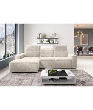 Narożnik COLOMBO S Mini z elektryczną regulacją siedziska Lewostronny w tkaninie PALLADIUM 02 WERSAL