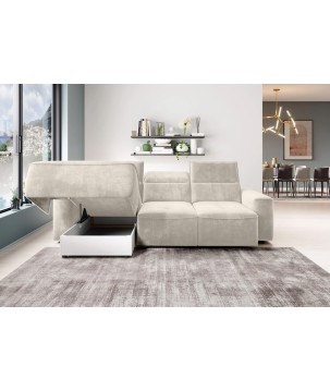 Narożnik COLOMBO S Mini z elektryczną regulacją siedziska Lewostronny w tkaninie PALLADIUM 02 WERSAL