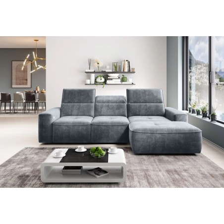 Narożnik COLOMBO Mini Prawostronny z elektryczną funkcją spania pojemnikiem PALLADIUM 15 Szary WERSAL