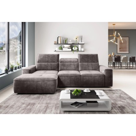 Narożnik COLOMBO S Mini z elektryczną regulacją siedziska Lewostronny w tkaninie PALLADIUM 05 WERSAL