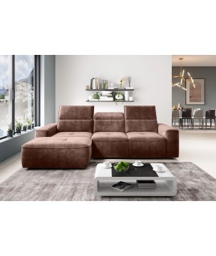 Narożnik COLOMBO S Mini z elektryczną regulacją siedziska Lewostronny w tkaninie PALLADIUM 08 WERSAL