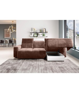 Narożnik COLOMBO S Mini z elektryczną regulacją siedziska Lewostronny w tkaninie PALLADIUM 08 WERSAL