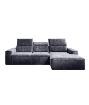 Narożnik COLOMBO Mini Prawostronny z elektryczną funkcją spania pojemnikiem PALLADIUM 16 Ciemny szary WERSAL