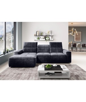 Narożnik COLOMBO S Mini z elektryczną regulacją siedziska Lewostronny w tkaninie PALLADIUM 19 WERSAL