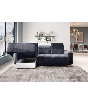 Narożnik COLOMBO S Mini z elektryczną regulacją siedziska Lewostronny w tkaninie PALLADIUM 19 WERSAL