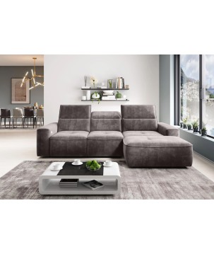 Narożnik COLOMBO S Mini z elektryczną regulacją siedziska Prawostronny w tkaninie PALLADIUM 05 WERSAL