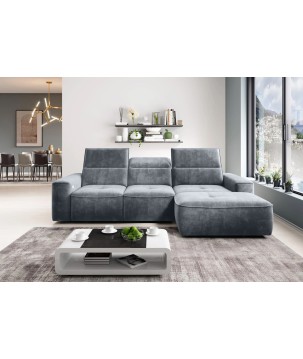 Narożnik COLOMBO S Mini z elektryczną regulacją siedziska Prawostronny w tkaninie PALLADIUM 15 WERSAL