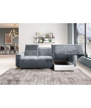 Narożnik COLOMBO S Mini z elektryczną regulacją siedziska Prawostronny w tkaninie PALLADIUM 15 WERSAL