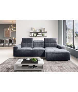 Narożnik COLOMBO S Mini z elektryczną regulacją siedziska Prawostronny w tkaninie PALLADIUM 16 WERSAL