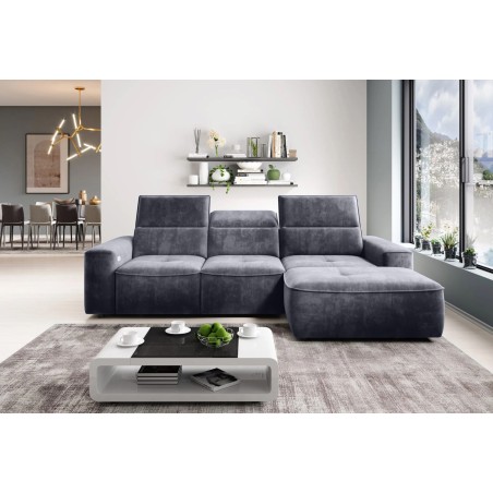 Narożnik COLOMBO S Mini z elektryczną regulacją siedziska Prawostronny w tkaninie PALLADIUM 16 WERSAL