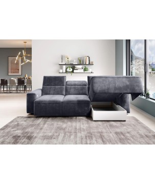 Narożnik COLOMBO S Mini z elektryczną regulacją siedziska Prawostronny w tkaninie PALLADIUM 16 WERSAL