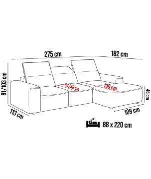 Narożnik COLOMBO S Mini z elektryczną regulacją siedziska Prawostronny w tkaninie PALLADIUM 19 WERSAL