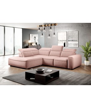 Narożnik COLOMBO L Lewostronny z elektryczną funkcją spania pojemnikiem ELEMENT 18 Różowy WERSAL