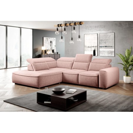 Narożnik COLOMBO L Lewostronny z elektryczną funkcją spania pojemnikiem ELEMENT 18 Różowy WERSAL