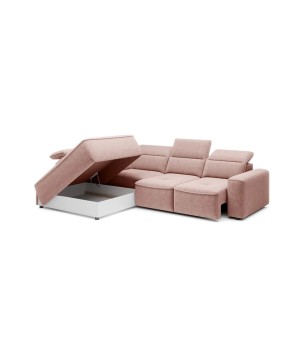 Narożnik COLOMBO L Lewostronny z elektryczną funkcją spania pojemnikiem ELEMENT 18 Różowy WERSAL