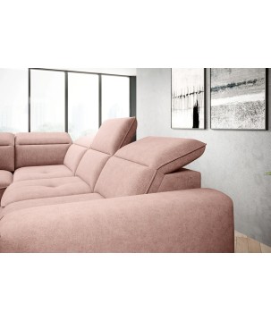 Narożnik COLOMBO L Lewostronny z elektryczną funkcją spania pojemnikiem ELEMENT 18 Różowy WERSAL