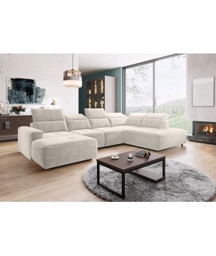 Narożnik COLOMBO XL Prawostronny z elektryczną funkcją spania pojemnikiem PALLADIUM 02 Beżowy WERSAL