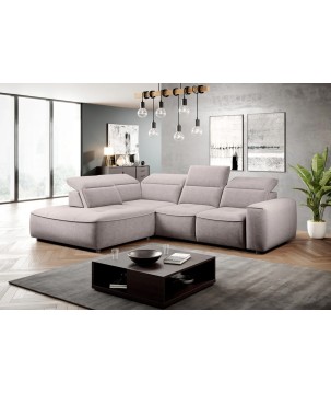 Narożnik COLOMBO L Lewostronny z elektryczną funkcją spania pojemnikiem ELEMENT 24 Jasny szary WERSAL