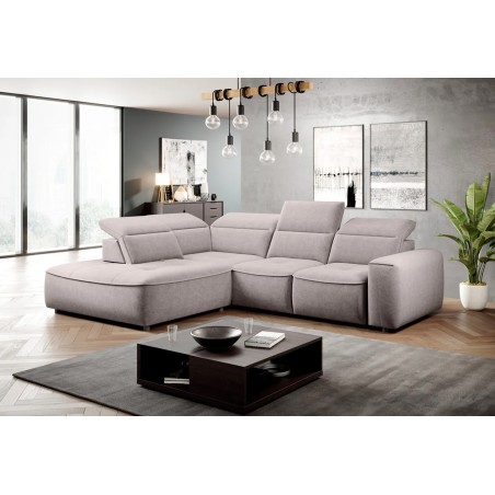 Narożnik COLOMBO L Lewostronny z elektryczną funkcją spania pojemnikiem ELEMENT 24 Jasny szary WERSAL