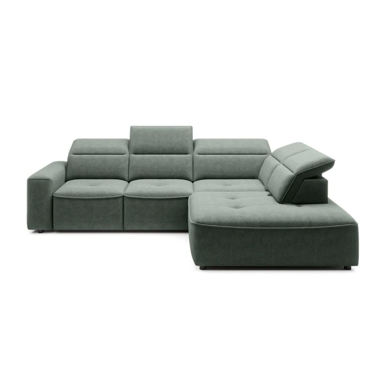 Narożnik COLOMBO L Prawostronny z elektryczną funkcją spania pojemnikiem ELEMENT 11 Zielony WERSAL